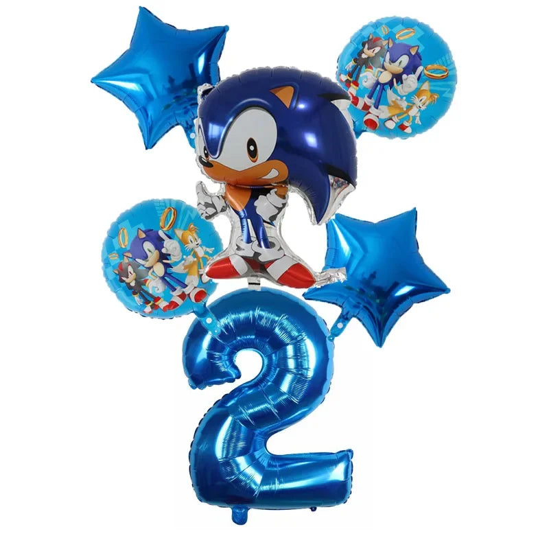 Cartoon Sonic Cartoon Balloon Digital Combo Set Boy Sonic Hedgehog Game Action Puppet Party Aluminum Film Balloon Baby Bath Toys