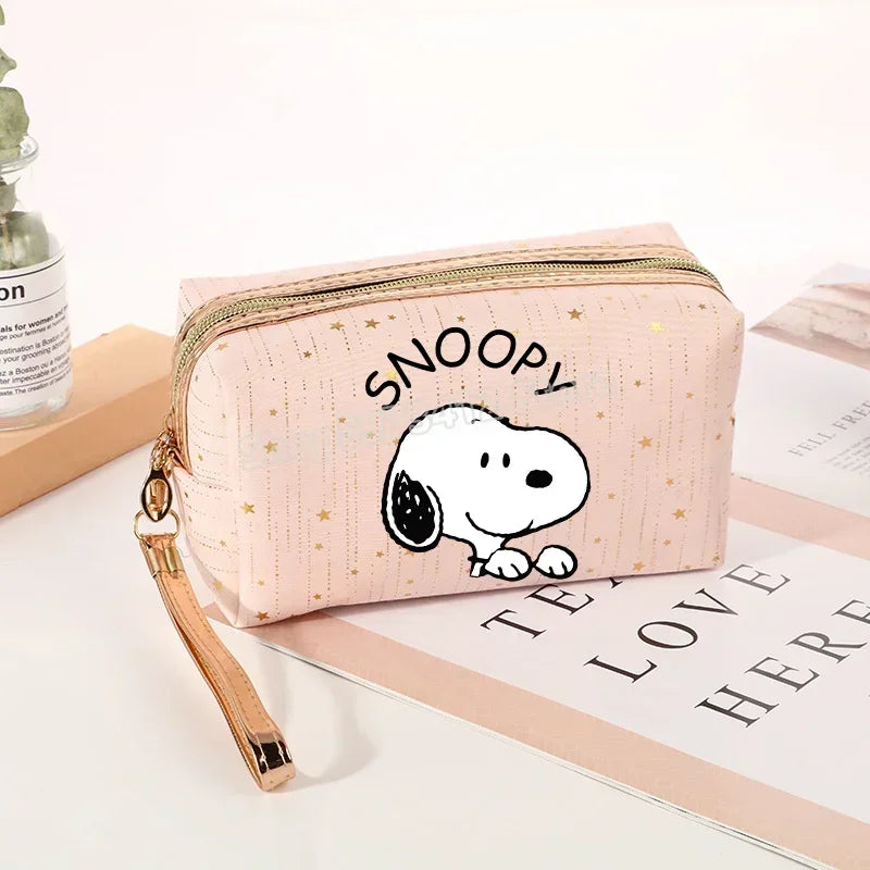 Snoopys Women Makeup Bag Kawaii Portable Cosmetic Pouch Glitter Travel Organizer Large Capacity Toiletry Storage Bags Girl Gift