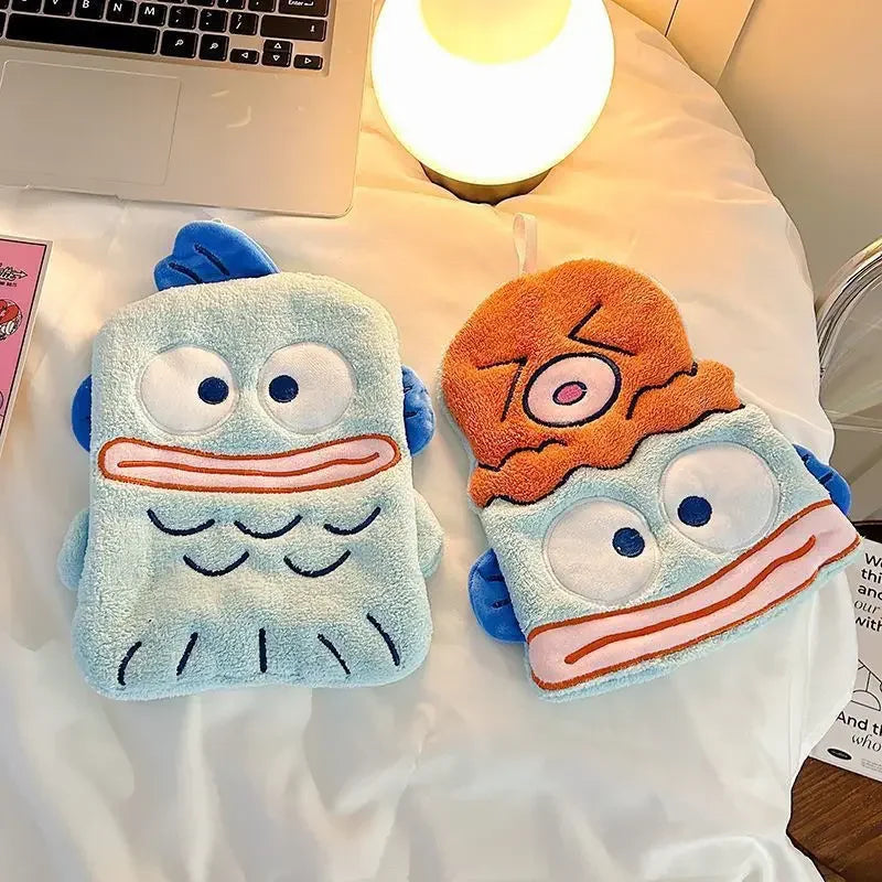Anime Hangyodon Kids Handkerchief Cute Kawaii Cartoon Family Absorbent Coral Towel Quick Drying Bathroom Handkerchief