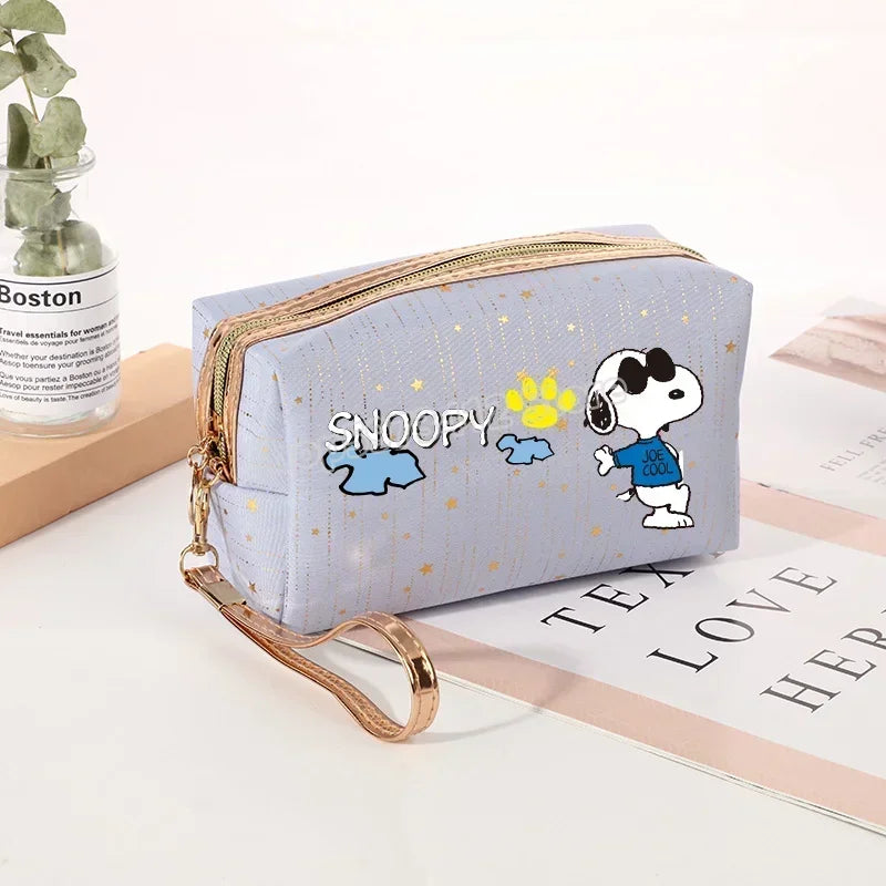 Snoopys Women Makeup Bag Kawaii Portable Cosmetic Pouch Glitter Travel Organizer Large Capacity Toiletry Storage Bags Girl Gift
