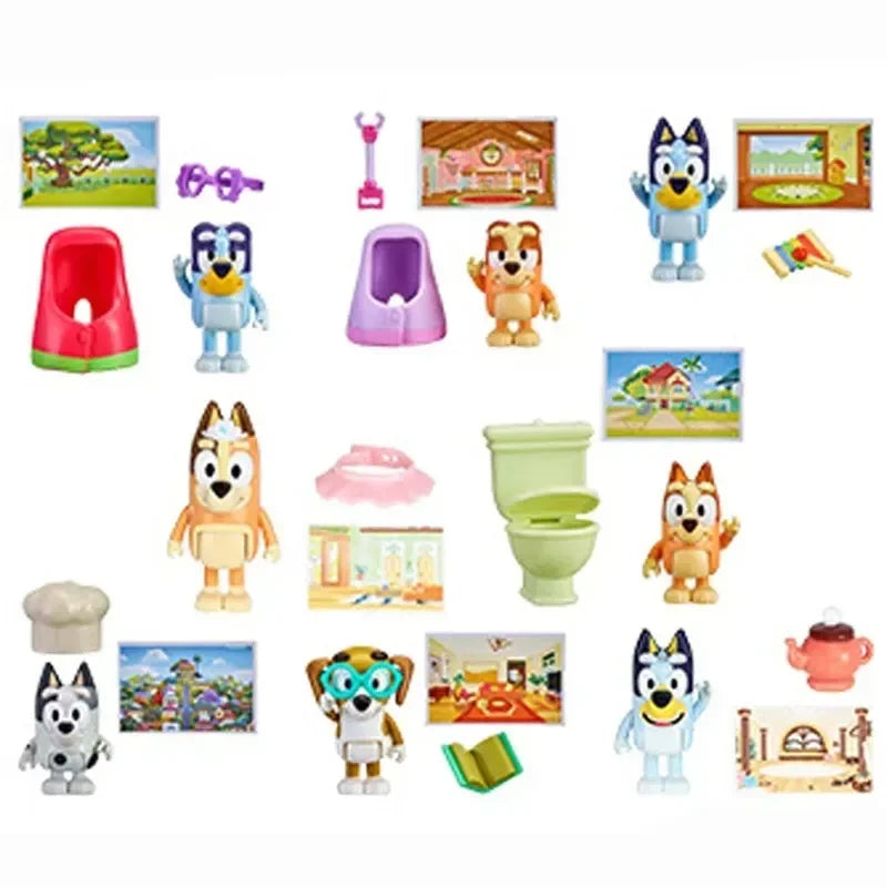 Moose Bluey Friends Anime Figure Cartoons Bluey Bandit Chilli Bingo Family Role Play House Collection Model Plush Toy Doll Gift