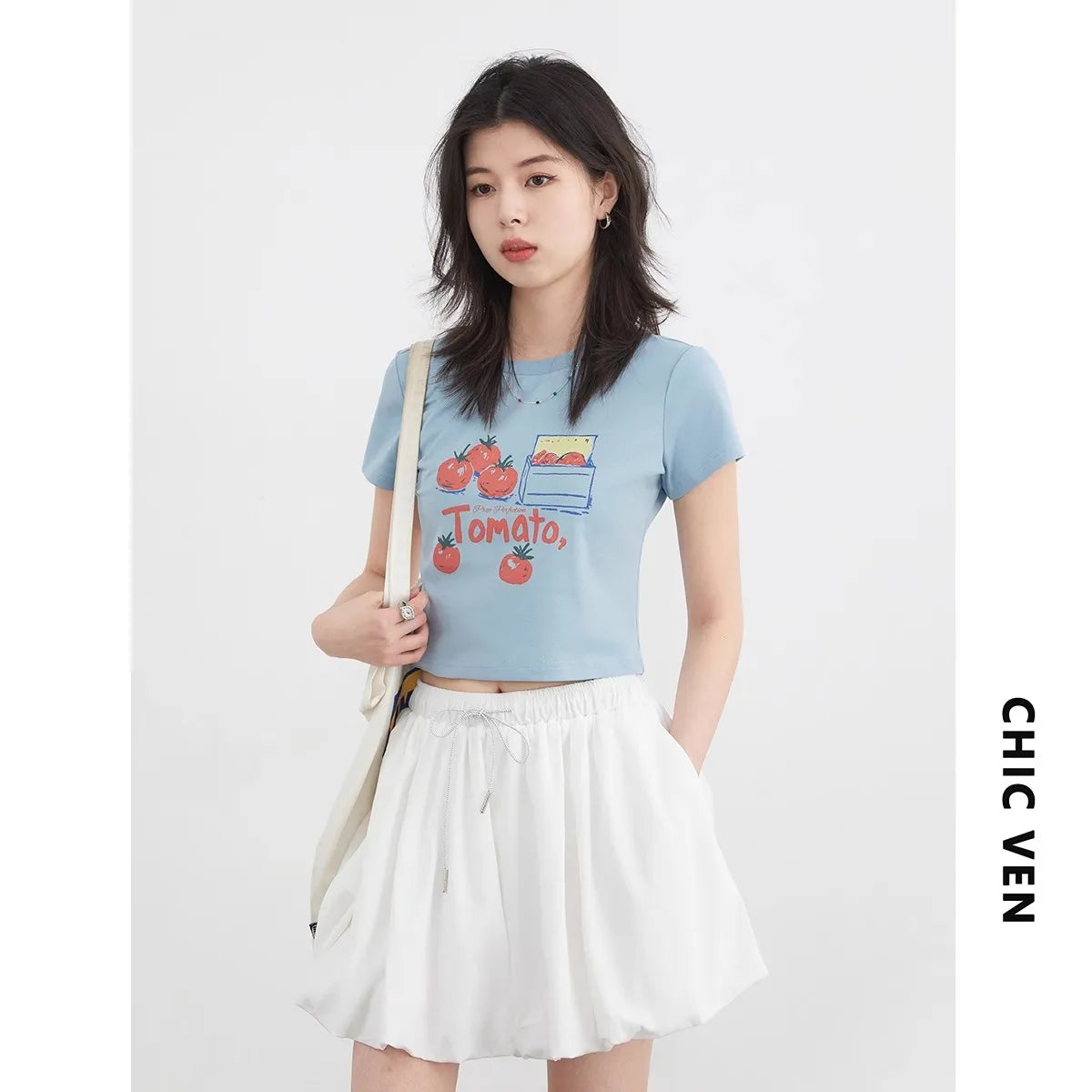 CHIC VEN Women T-Shirts Cool Sunscreen Printed Short Sleeve Tees Antibacterial Quick Drying Top for Girl Summer UPF50+ 2025