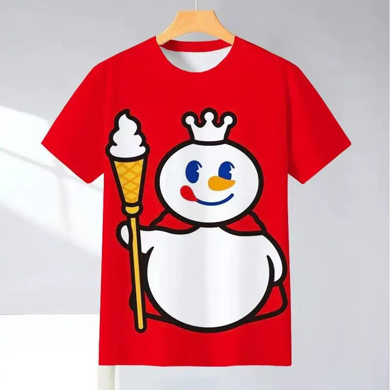 2025 New Snow King Mixue Ice City Men's Summer Short-sleeved T-shirt 3D Printing Fashion Tops T-shirt Funny Men's Clothing