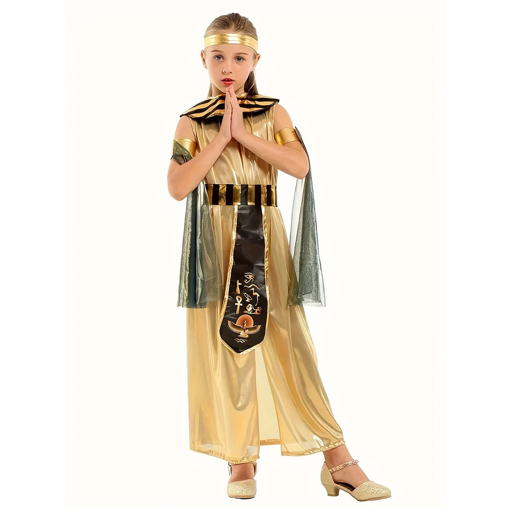 Kids Girls Halloween Cosplay Costumes Ancient Egypt Cleopatra Dress Cosplay Prince Princess Fancy Carnival Party Cosplay