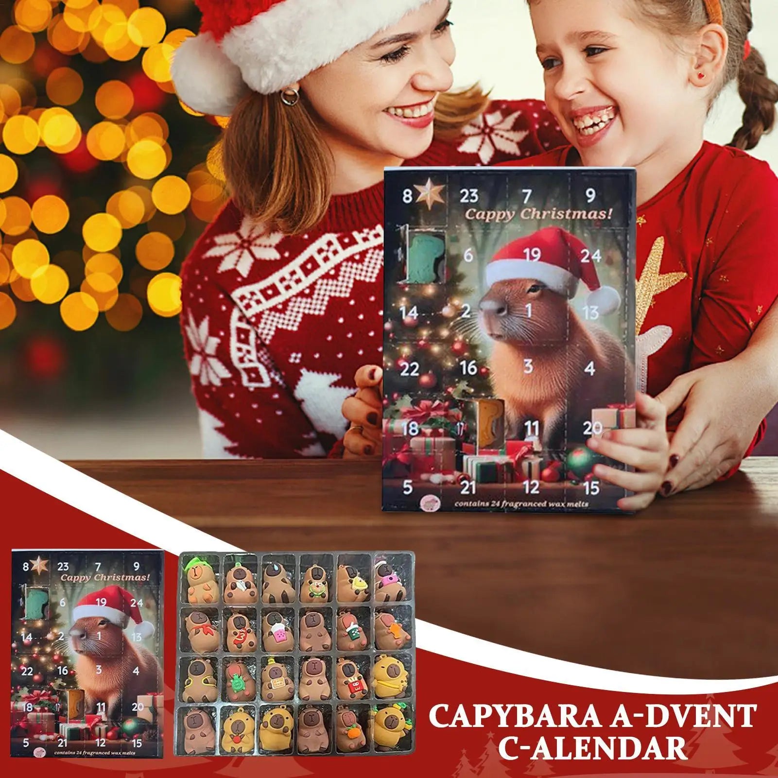 2025 Capybara Advent Calendar 24 Days Christmas Countdown Toy Miniature Doll Figures Set for Kids Family Xmas Gift Home Decor
