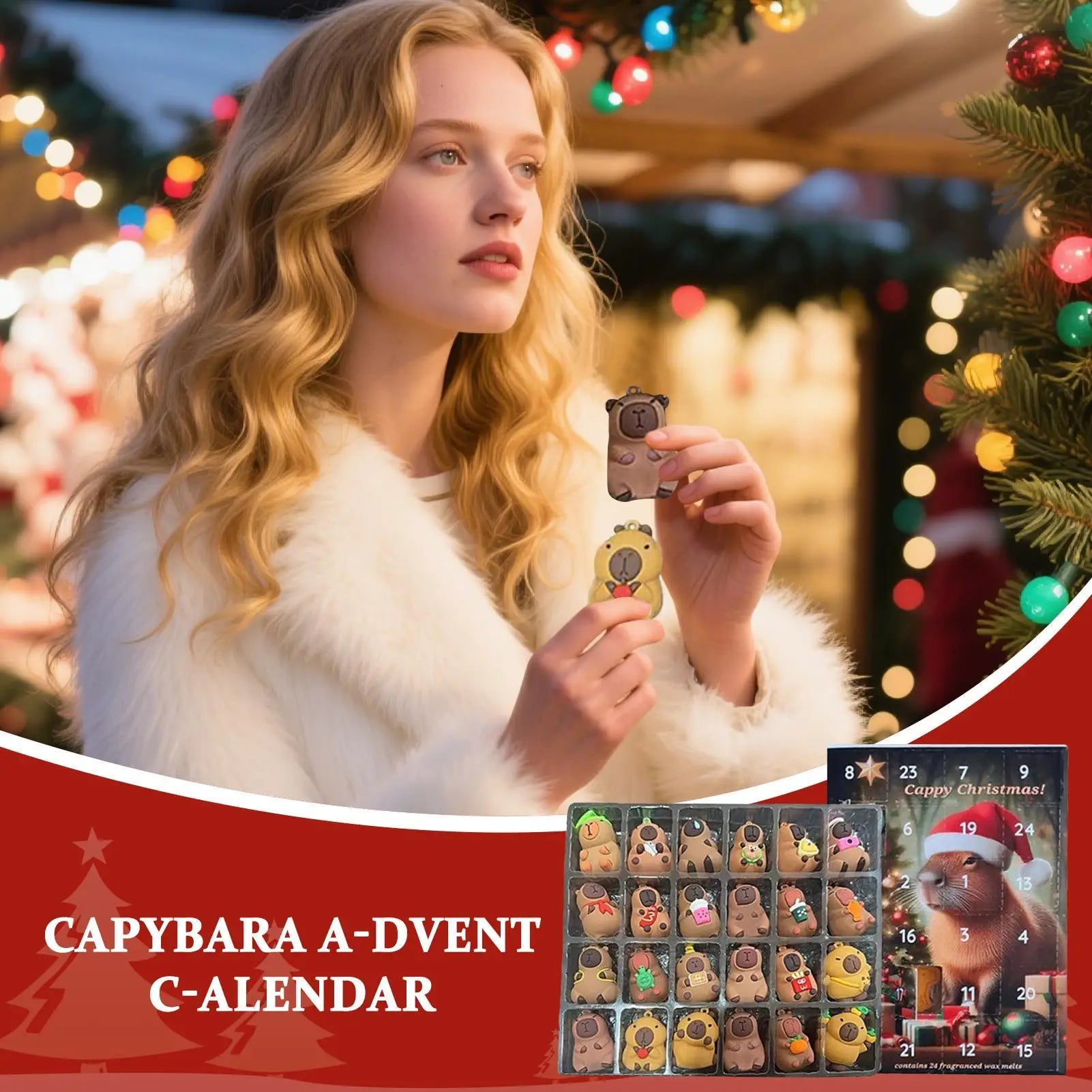 2025 Capybara Advent Calendar 24 Days Christmas Countdown Toy Miniature Doll Figures Set for Kids Family Xmas Gift Home Decor