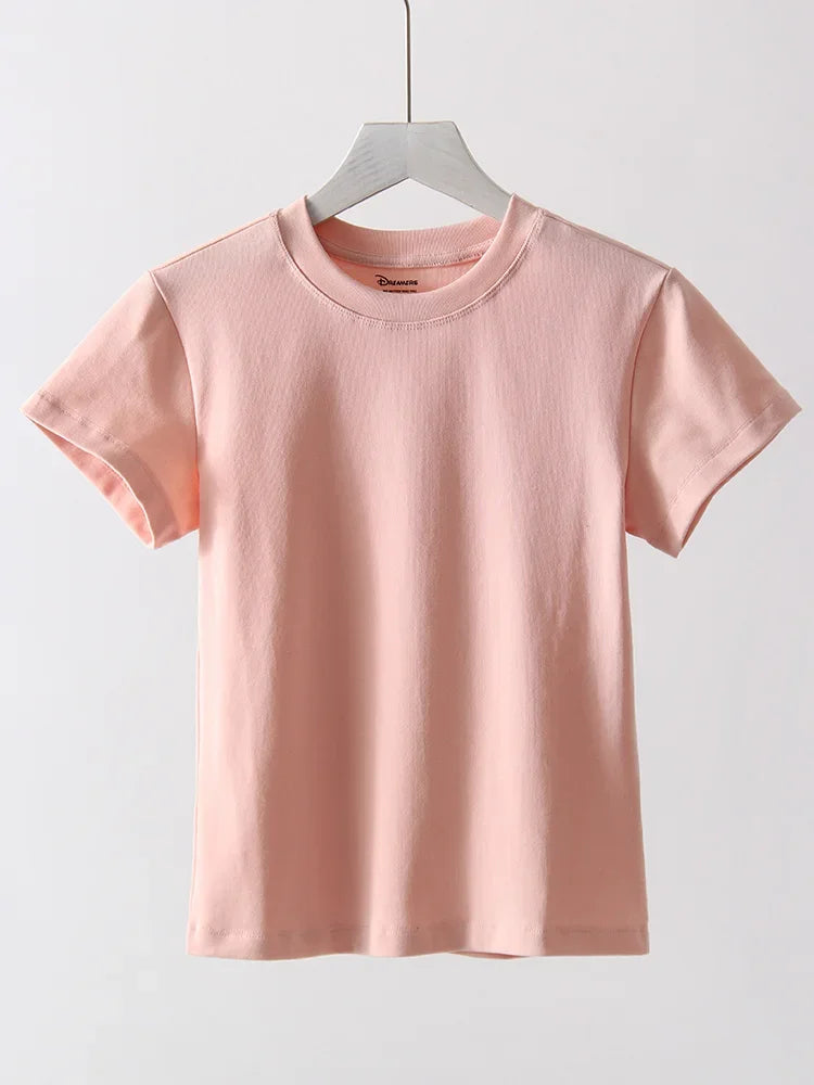 Basic T Shirts Women Cotton Slim Fit White Tops Summer Black Tees Crew Neck 100% Cotton T Shirt For Women Plain T-shirts Soft