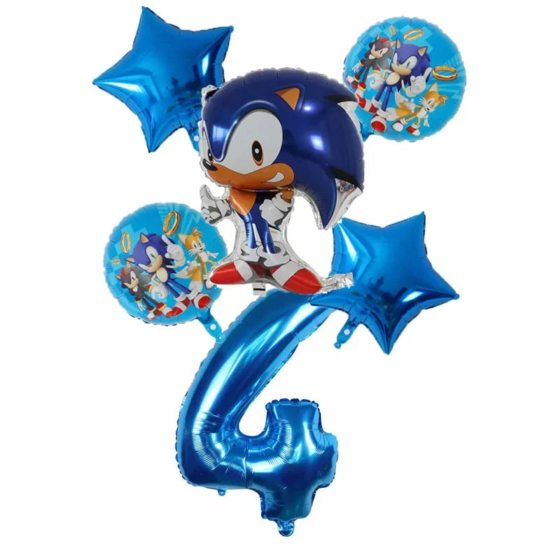 Cartoon Sonic Cartoon Balloon Digital Combo Set Boy Sonic Hedgehog Game Action Puppet Party Aluminum Film Balloon Baby Bath Toys