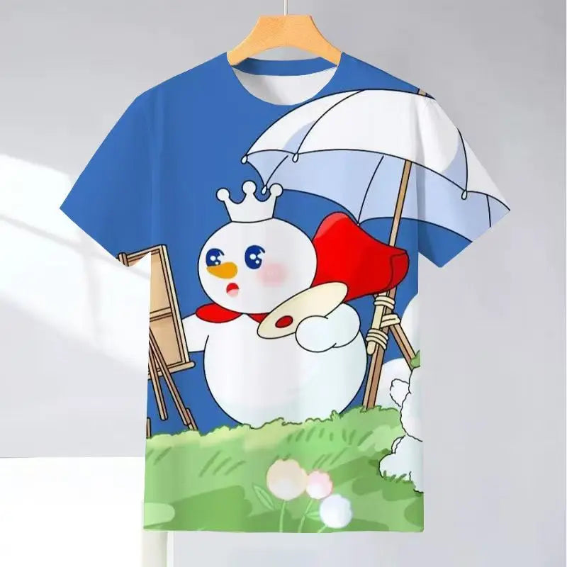 2025 New Snow King Mixue Ice City Men's Summer Short-sleeved T-shirt 3D Printing Fashion Tops T-shirt Funny Men's Clothing