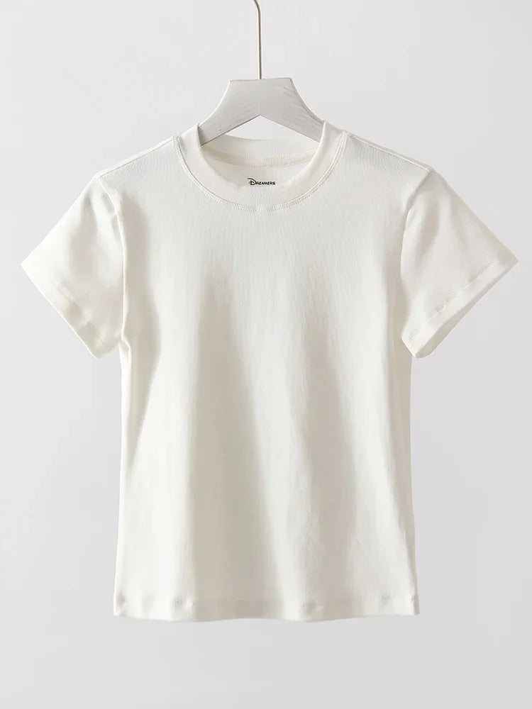 Basic T Shirts Women Cotton Slim Fit White Tops Summer Black Tees Crew Neck 100% Cotton T Shirt For Women Plain T-shirts Soft