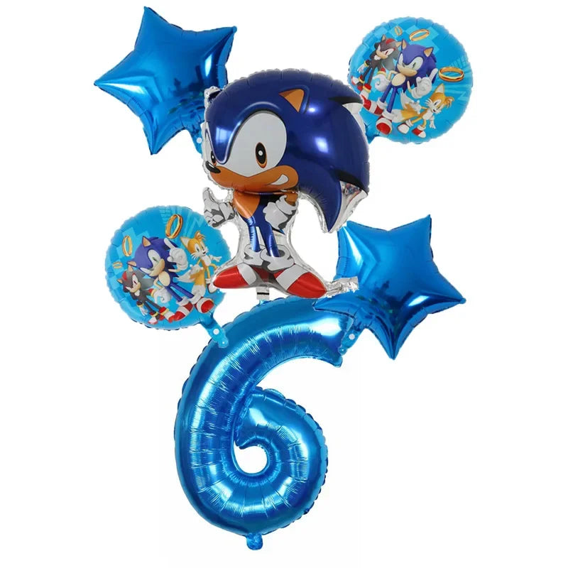 Cartoon Sonic Cartoon Balloon Digital Combo Set Boy Sonic Hedgehog Game Action Puppet Party Aluminum Film Balloon Baby Bath Toys