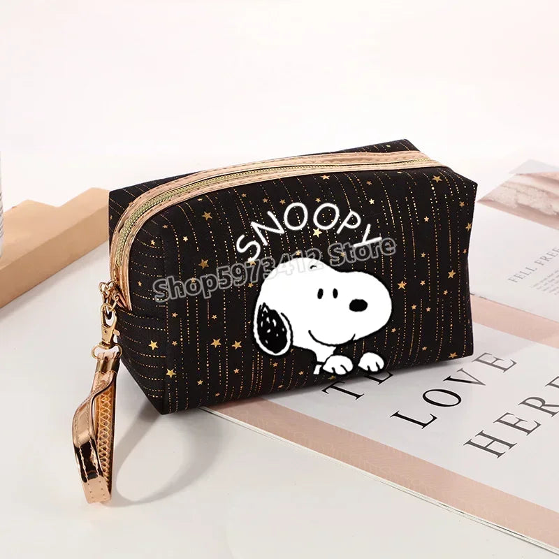 Snoopys Women Makeup Bag Kawaii Portable Cosmetic Pouch Glitter Travel Organizer Large Capacity Toiletry Storage Bags Girl Gift