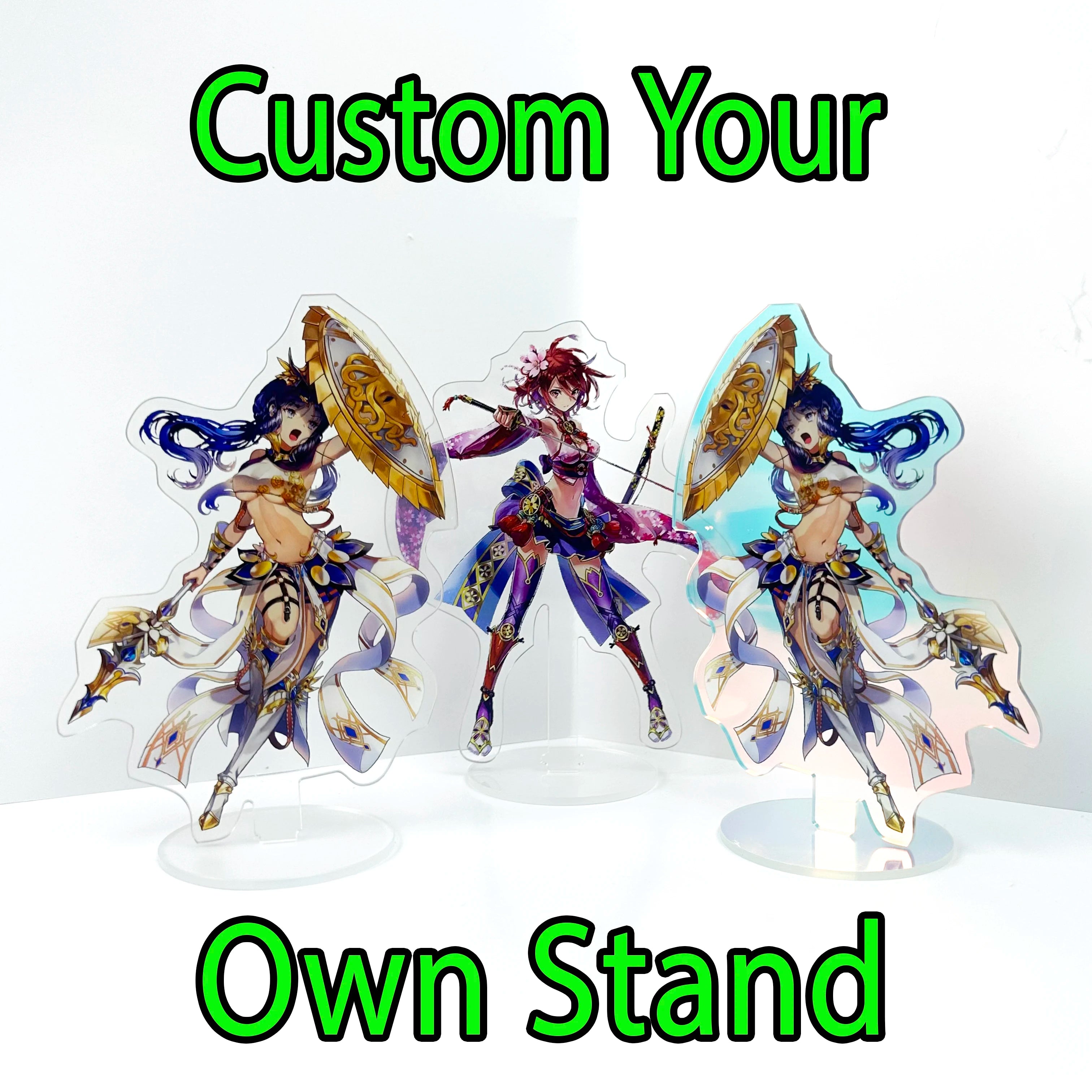 Anime Figure Clear Custom Acrylic Stand Model Plate Transparent Holographic Printing Desk Decor Sign Keychain Birthday Gifts Pet
