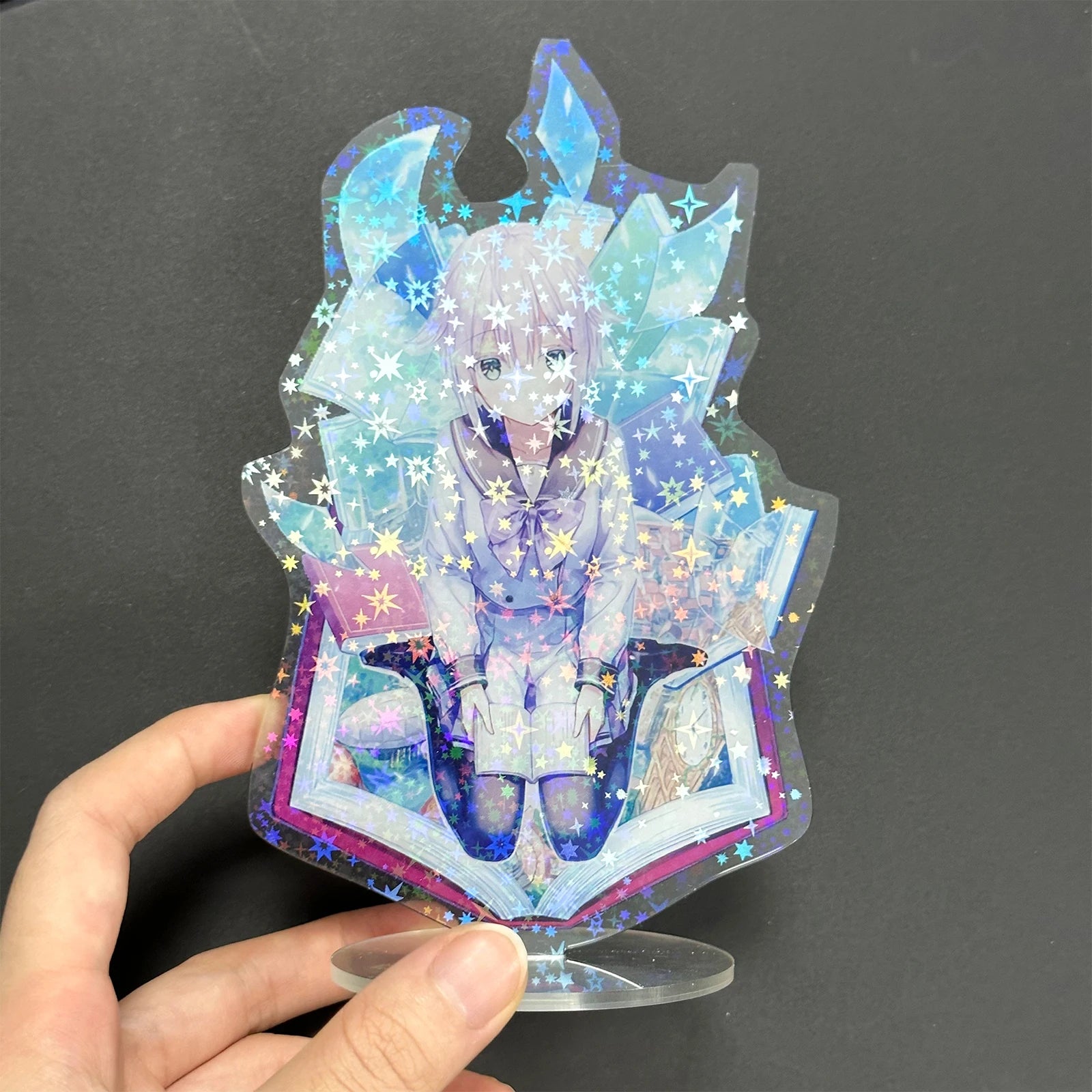 Anime Figure Clear Custom Acrylic Stand Model Plate Transparent Holographic Printing Desk Decor Sign Keychain Birthday Gifts Pet