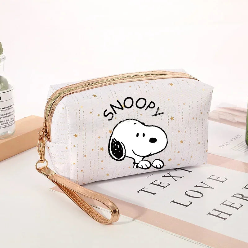 Snoopys Women Makeup Bag Kawaii Portable Cosmetic Pouch Glitter Travel Organizer Large Capacity Toiletry Storage Bags Girl Gift