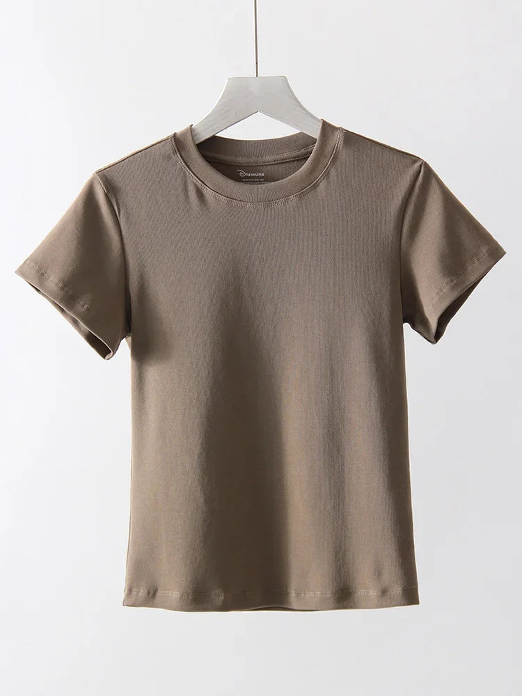 Basic T Shirts Women Cotton Slim Fit White Tops Summer Black Tees Crew Neck 100% Cotton T Shirt For Women Plain T-shirts Soft