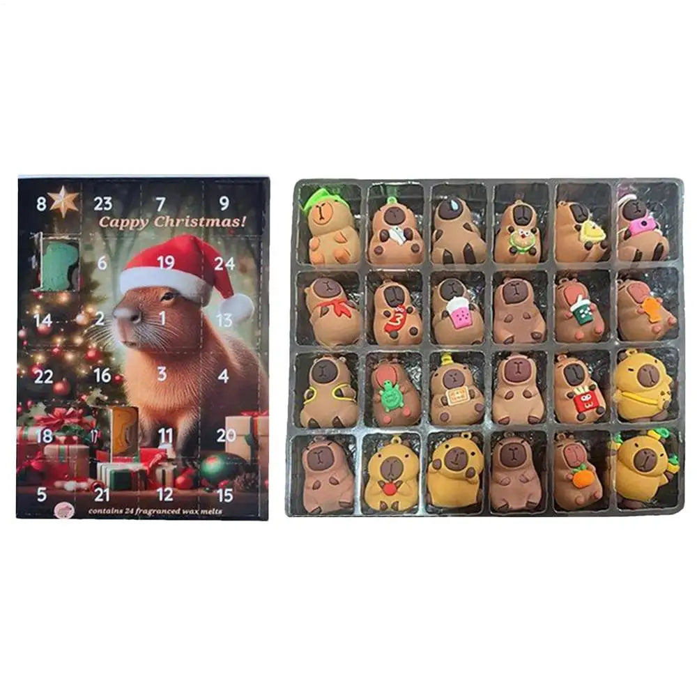 2025 Capybara Advent Calendar 24 Days Christmas Countdown Toy Miniature Doll Figures Set for Kids Family Xmas Gift Home Decor