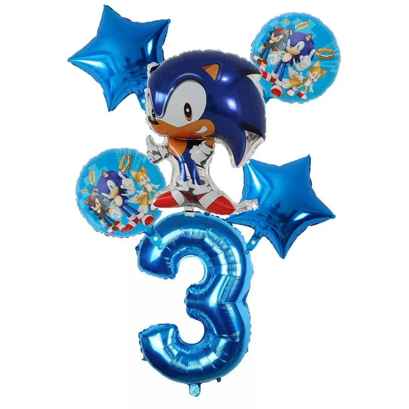 Cartoon Sonic Cartoon Balloon Digital Combo Set Boy Sonic Hedgehog Game Action Puppet Party Aluminum Film Balloon Baby Bath Toys