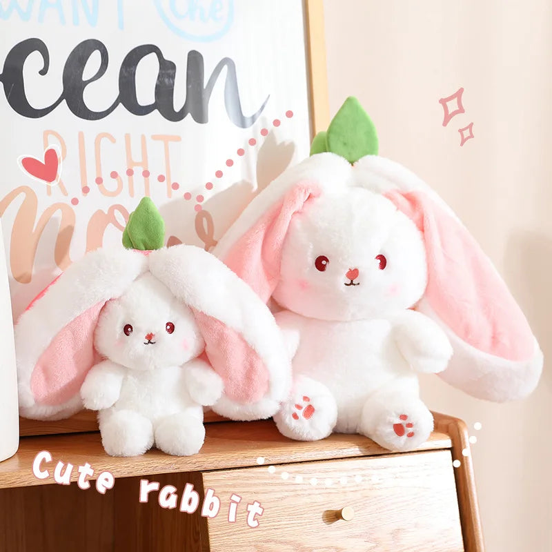 Kawaii Fruit Transfigured Bunny Plush Toy Cute Carrot Strawberry Turn Into Rabbit Animals Plush Toy Kids Birthday Christmas Gift