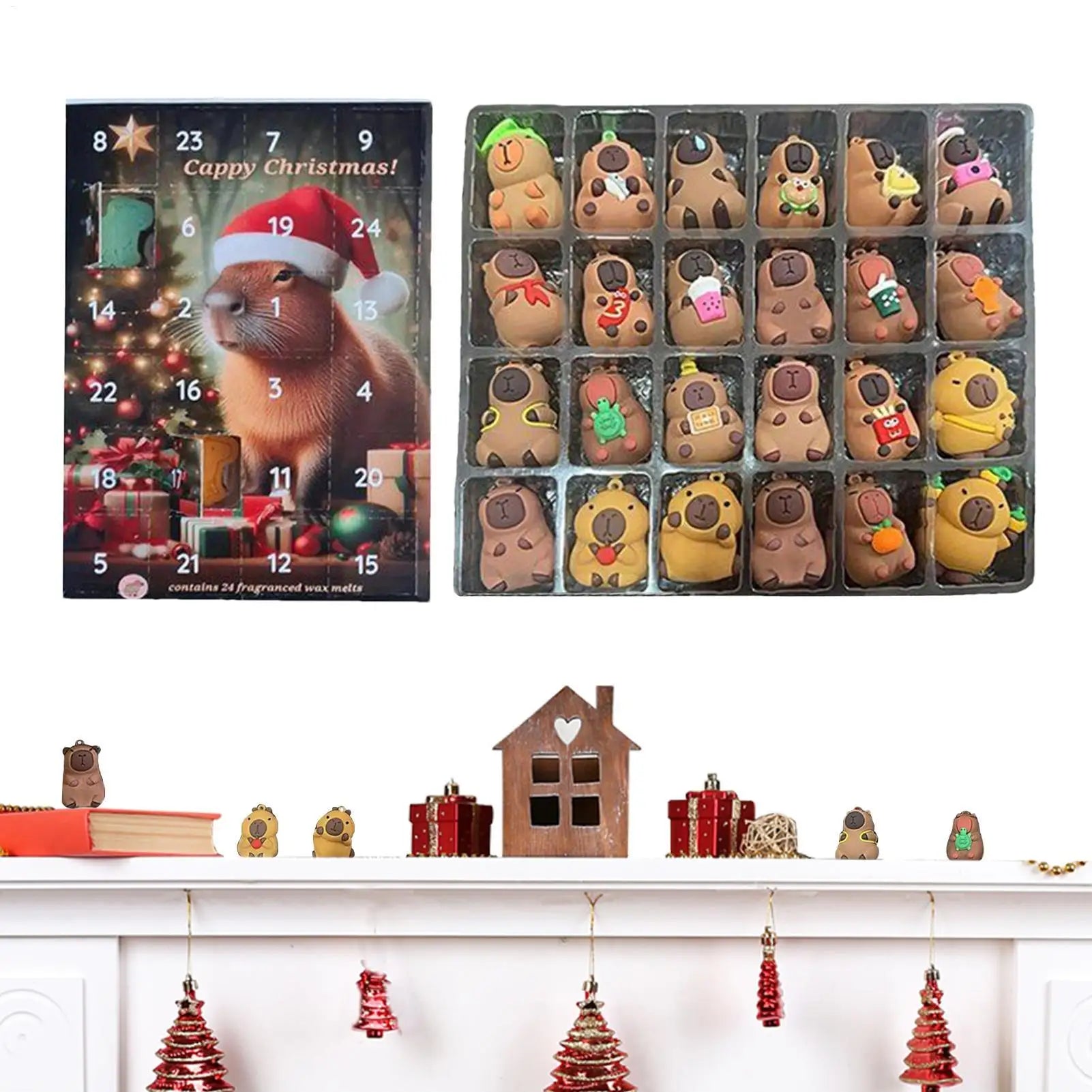 2025 Capybara Advent Calendar 24 Days Christmas Countdown Toy Miniature Doll Figures Set for Kids Family Xmas Gift Home Decor