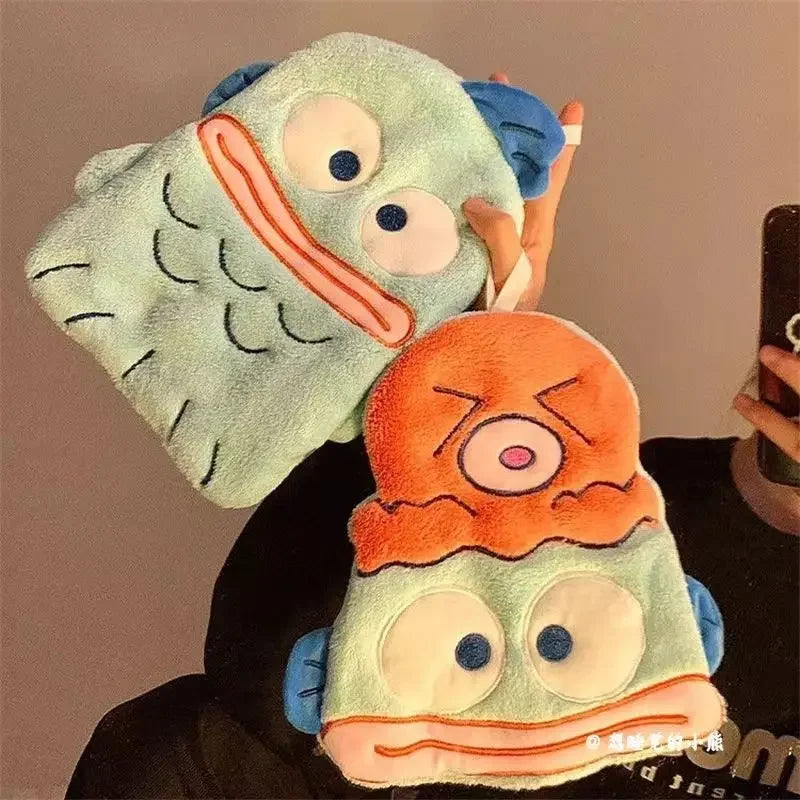 Anime Hangyodon Kids Handkerchief Cute Kawaii Cartoon Family Absorbent Coral Towel Quick Drying Bathroom Handkerchief