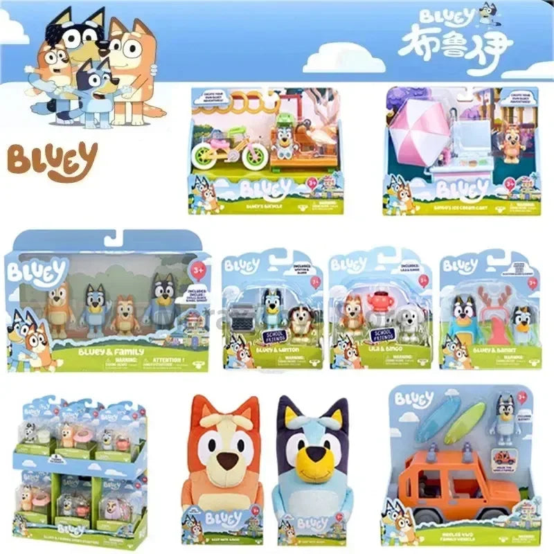 Moose Bluey Friends Anime Figure Cartoons Bluey Bandit Chilli Bingo Family Role Play House Collection Model Plush Toy Doll Gift