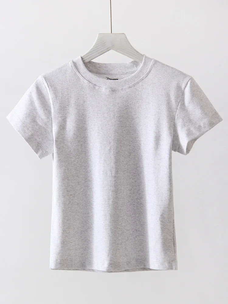 Basic T Shirts Women Cotton Slim Fit White Tops Summer Black Tees Crew Neck 100% Cotton T Shirt For Women Plain T-shirts Soft
