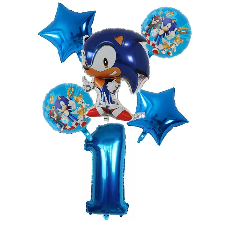 Cartoon Sonic Cartoon Balloon Digital Combo Set Boy Sonic Hedgehog Game Action Puppet Party Aluminum Film Balloon Baby Bath Toys