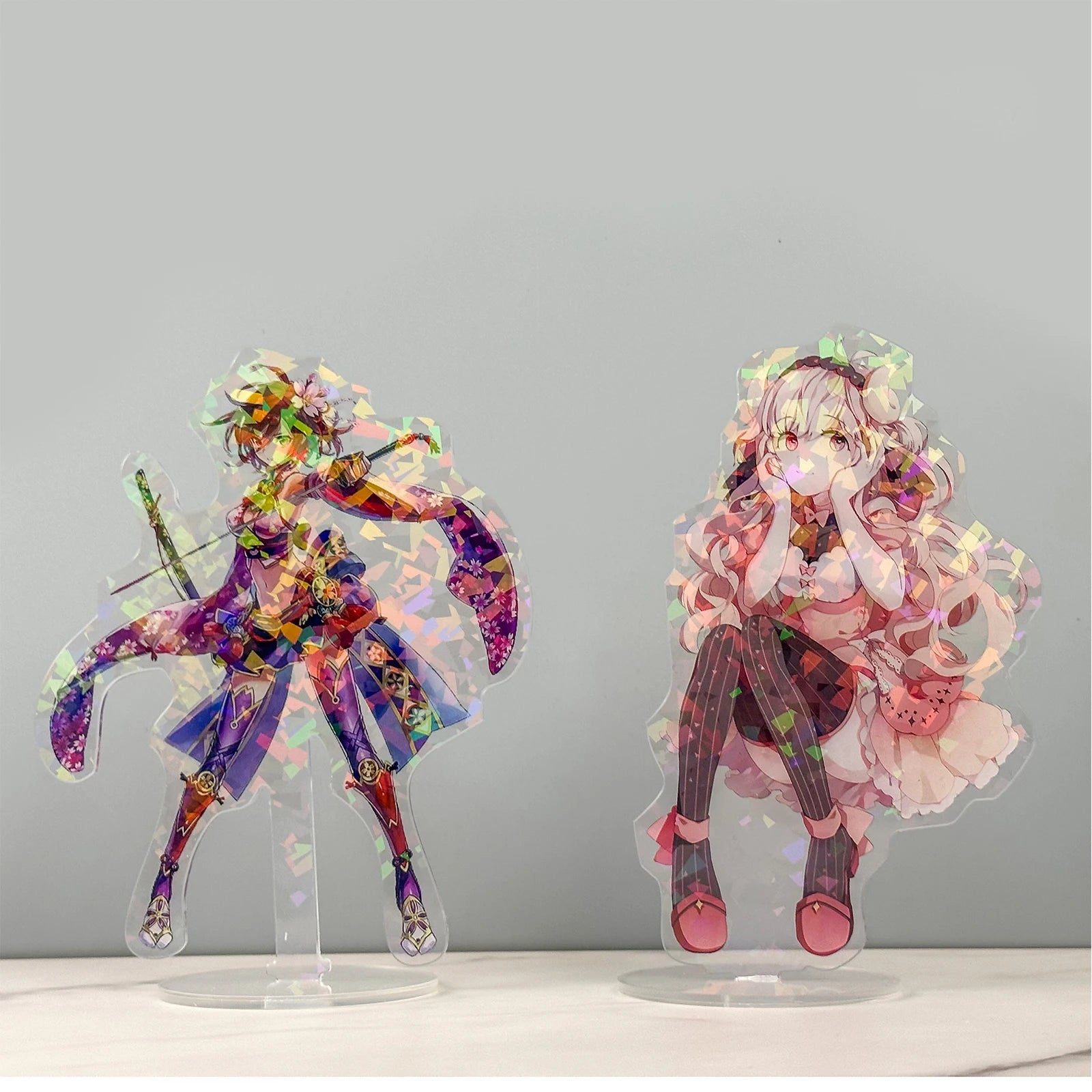 Anime Figure Clear Custom Acrylic Stand Model Plate Transparent Holographic Printing Desk Decor Sign Keychain Birthday Gifts Pet