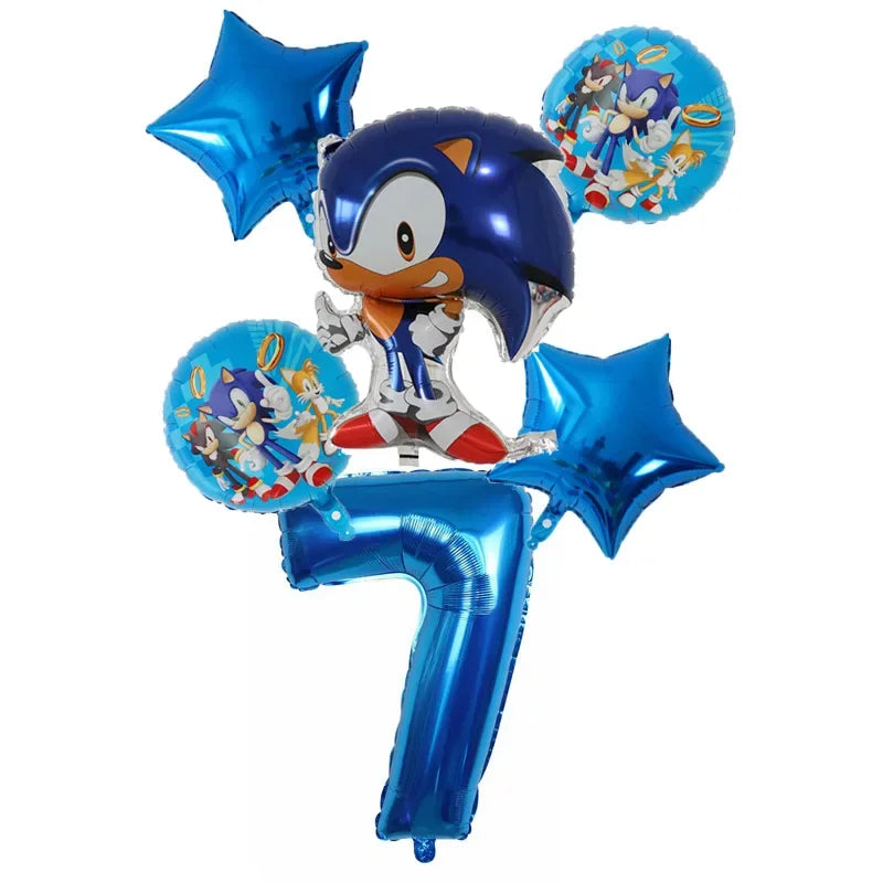 Cartoon Sonic Cartoon Balloon Digital Combo Set Boy Sonic Hedgehog Game Action Puppet Party Aluminum Film Balloon Baby Bath Toys