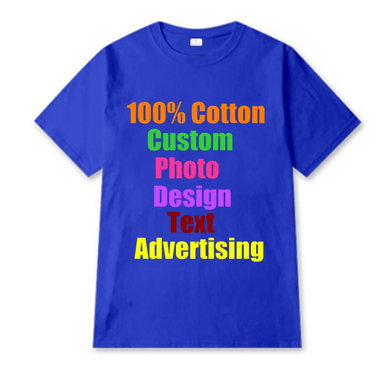 2025 Unisex Custom Design LOGO Printing Personalized Men's  Harajuku Solid Color Text Photos Clothing Ads Pure Cotton T-shirt