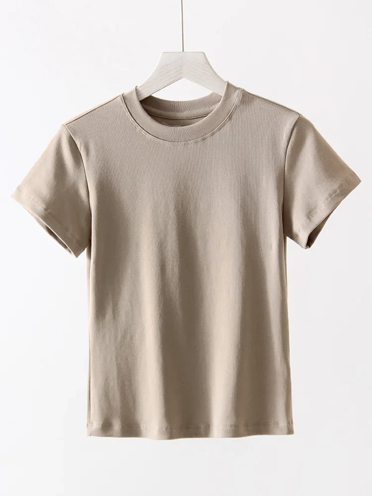 Basic T Shirts Women Cotton Slim Fit White Tops Summer Black Tees Crew Neck 100% Cotton T Shirt For Women Plain T-shirts Soft