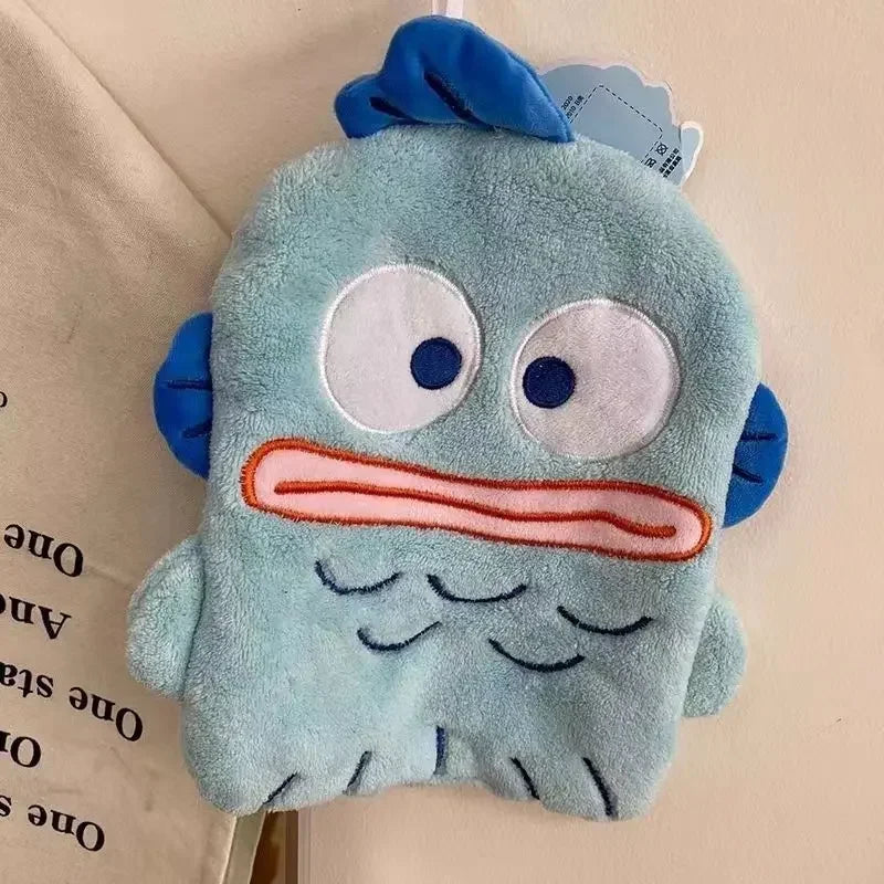 Anime Hangyodon Kids Handkerchief Cute Kawaii Cartoon Family Absorbent Coral Towel Quick Drying Bathroom Handkerchief
