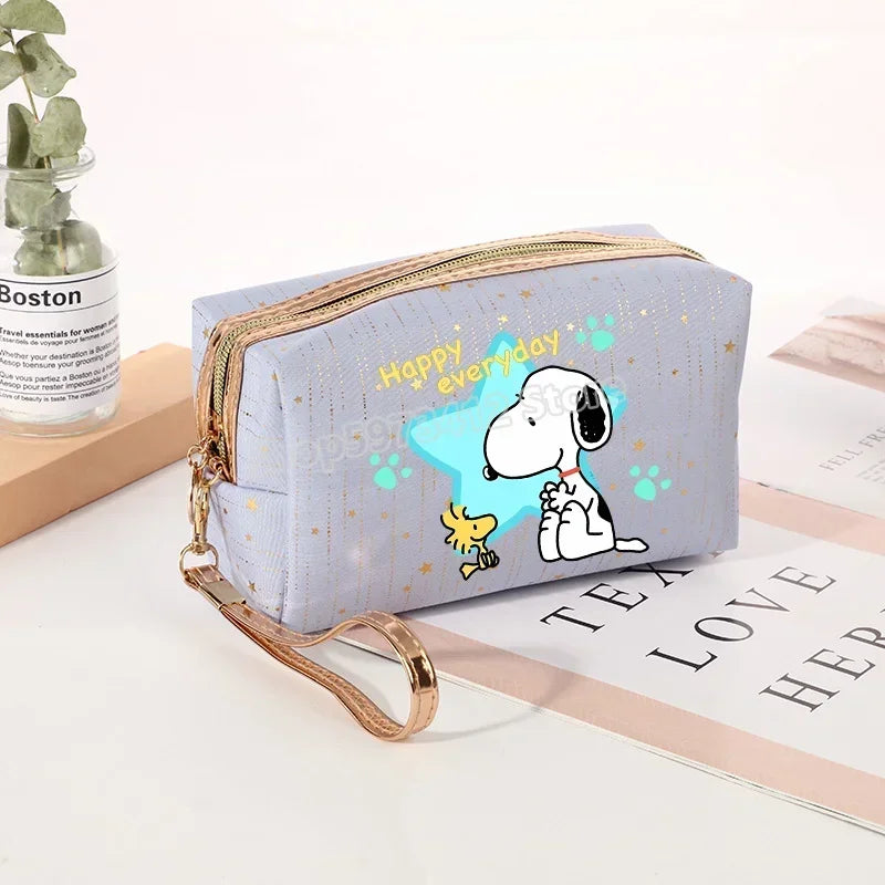 Snoopys Women Makeup Bag Kawaii Portable Cosmetic Pouch Glitter Travel Organizer Large Capacity Toiletry Storage Bags Girl Gift