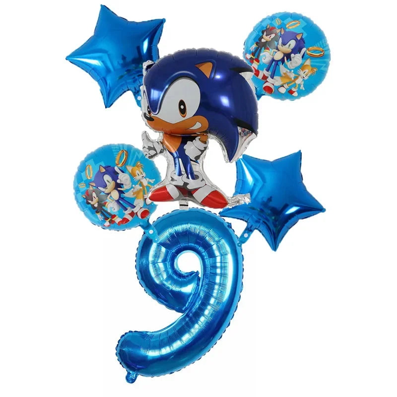 Cartoon Sonic Cartoon Balloon Digital Combo Set Boy Sonic Hedgehog Game Action Puppet Party Aluminum Film Balloon Baby Bath Toys