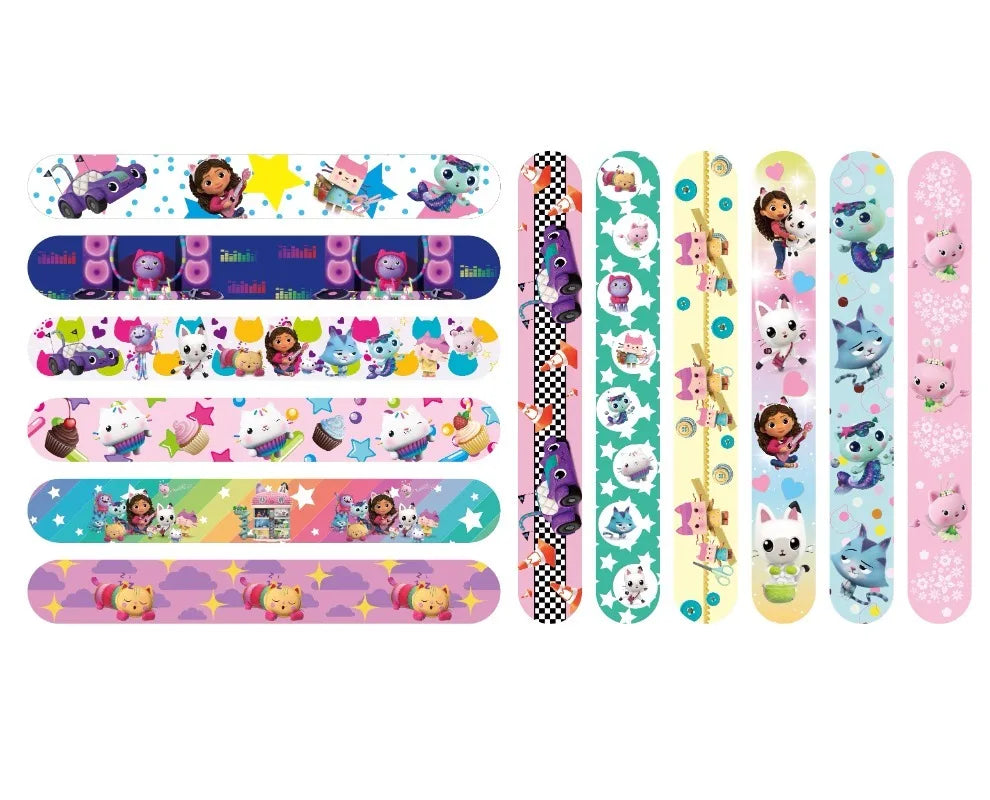 12Pcs/Set Gabby's Dollhouse Family Series Bracelet PVC Snap Circle Cartoon Pat Circle Bracelet Children Fun Gifts Children Toys