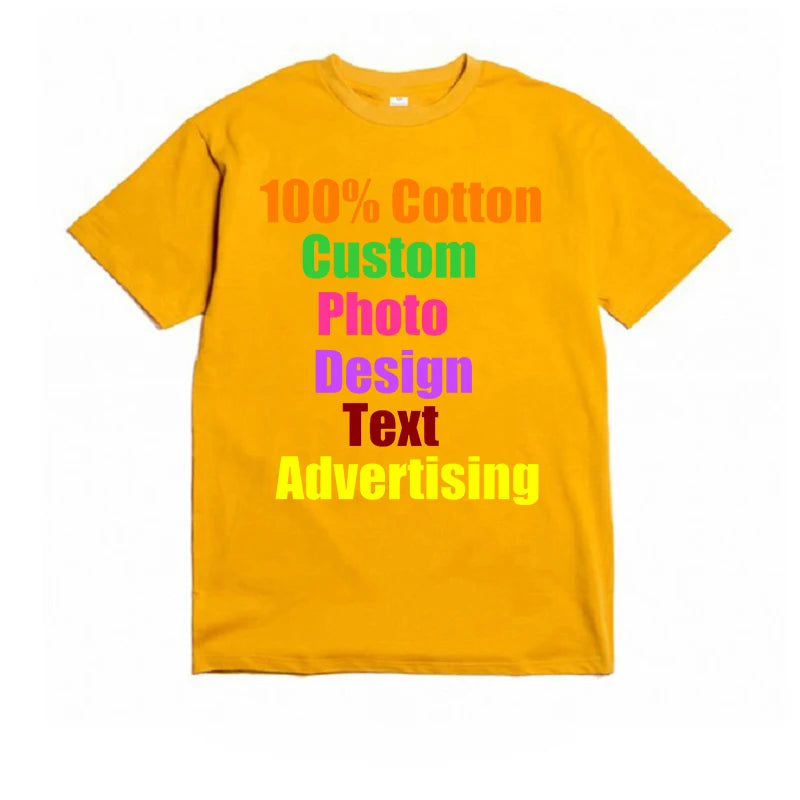 2025 Unisex Custom Design LOGO Printing Personalized Men's  Harajuku Solid Color Text Photos Clothing Ads Pure Cotton T-shirt