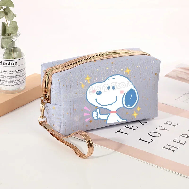 Snoopys Women Makeup Bag Kawaii Portable Cosmetic Pouch Glitter Travel Organizer Large Capacity Toiletry Storage Bags Girl Gift
