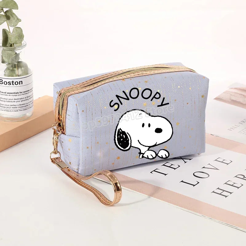 Snoopys Women Makeup Bag Kawaii Portable Cosmetic Pouch Glitter Travel Organizer Large Capacity Toiletry Storage Bags Girl Gift