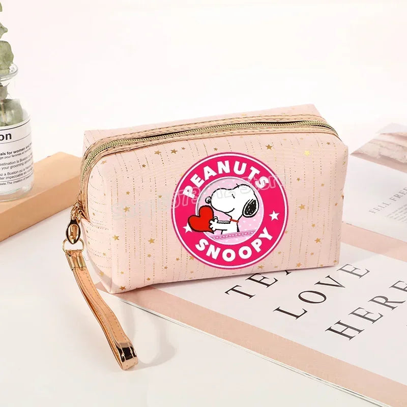 Snoopys Women Makeup Bag Kawaii Portable Cosmetic Pouch Glitter Travel Organizer Large Capacity Toiletry Storage Bags Girl Gift