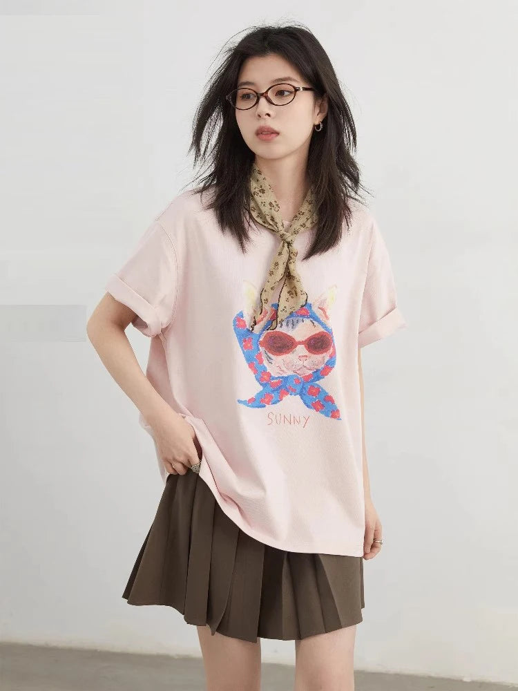 CHIC VEN Women T-Shirts Cool Sunscreen Printed Short Sleeve Tees Antibacterial Quick Drying Top for Girl Summer UPF50+ 2025