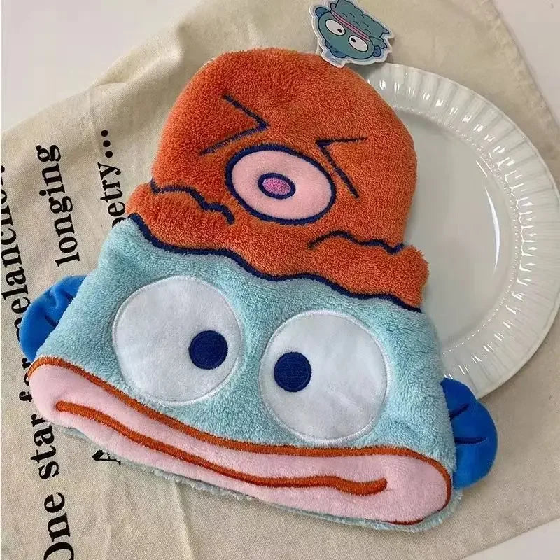 Anime Hangyodon Kids Handkerchief Cute Kawaii Cartoon Family Absorbent Coral Towel Quick Drying Bathroom Handkerchief