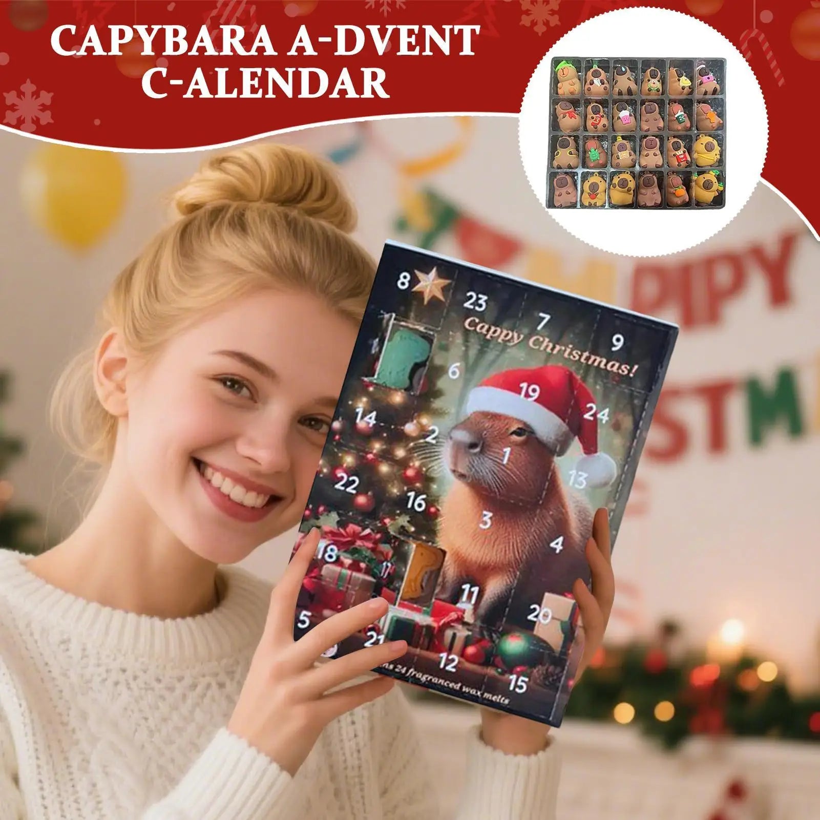 2025 Capybara Advent Calendar 24 Days Christmas Countdown Toy Miniature Doll Figures Set for Kids Family Xmas Gift Home Decor