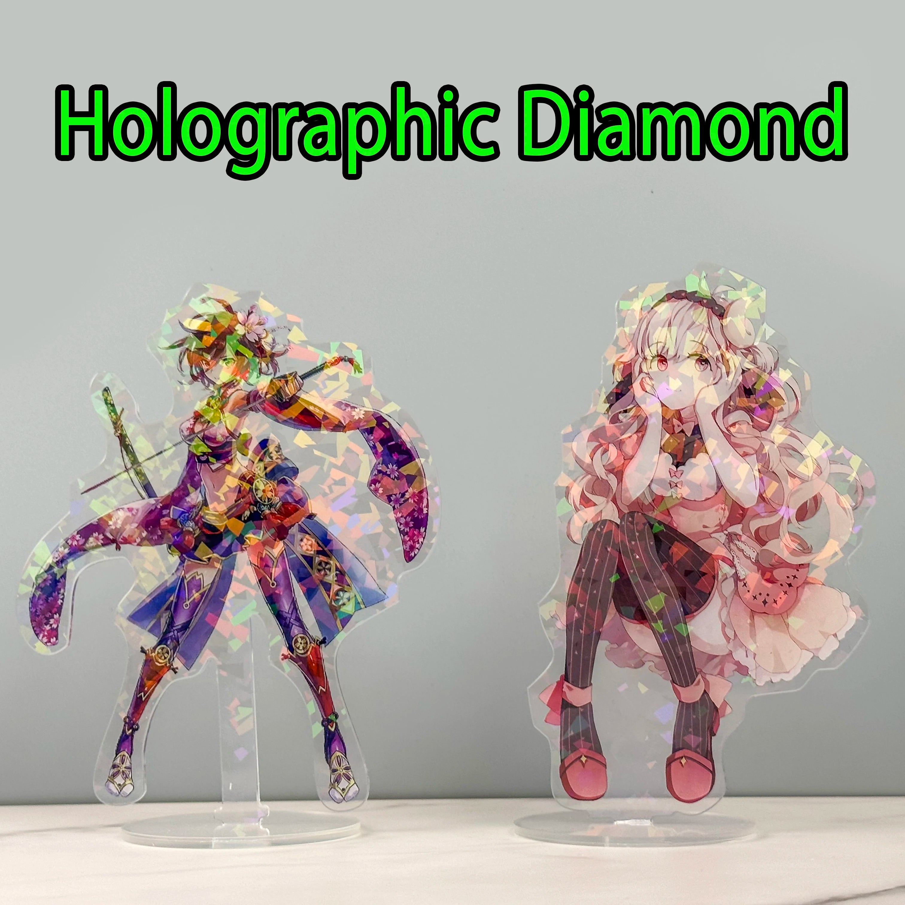 Anime Figure Clear Custom Acrylic Stand Model Plate Transparent Holographic Printing Desk Decor Sign Keychain Birthday Gifts Pet